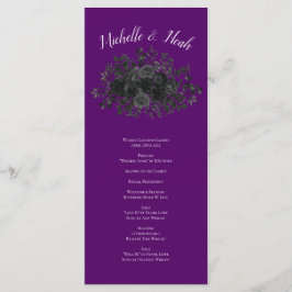 Programas de Casamento Gótico em Rosa preto e roxo