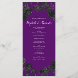Programas de Casamento Gótico em Rosa preto e roxo