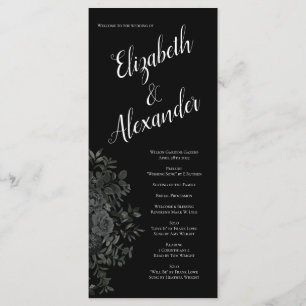 Programas de Casamento Gótico-Rosa branco e preto