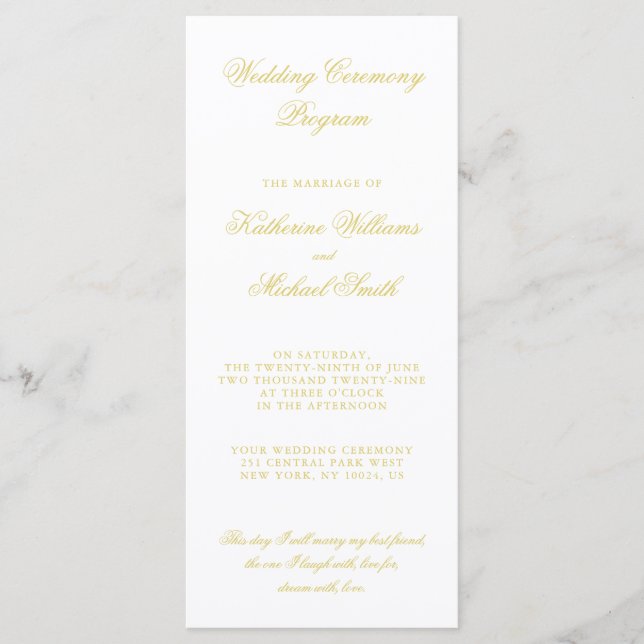 Programas de Casamento Ilha Cítrica Elegante Scrip (Frente)