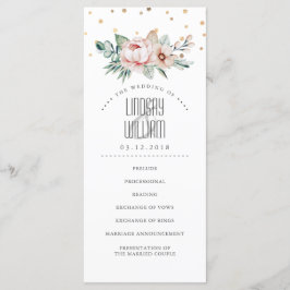 Programas de Casamento Moderno Elegante Dourado e 
