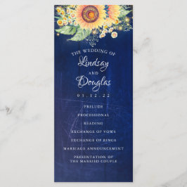 Programas de Casamento outono de girassol Marinho 