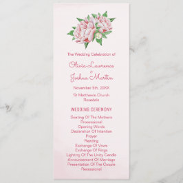 Programas de Casamento Pink Peony Watercolor