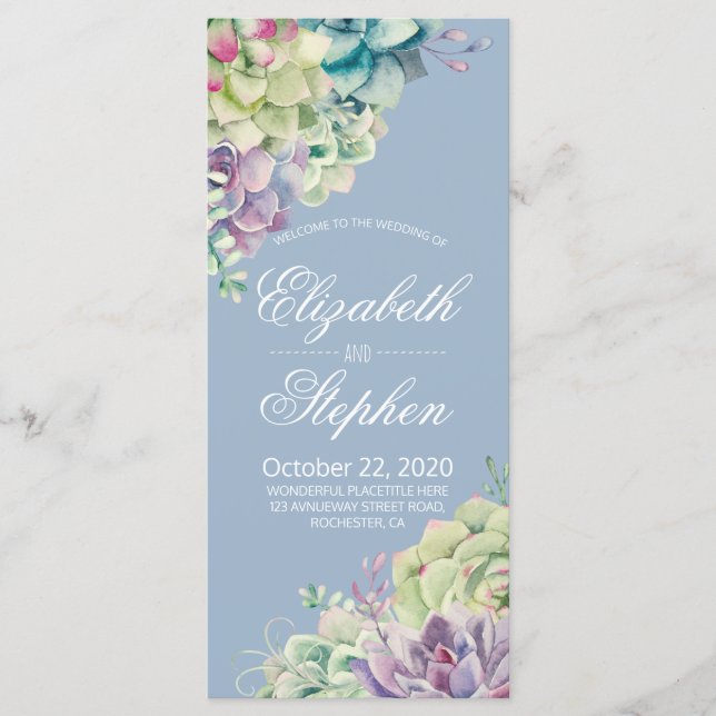 Programas De Casamento Placas De Aquarela De Cores (Frente)