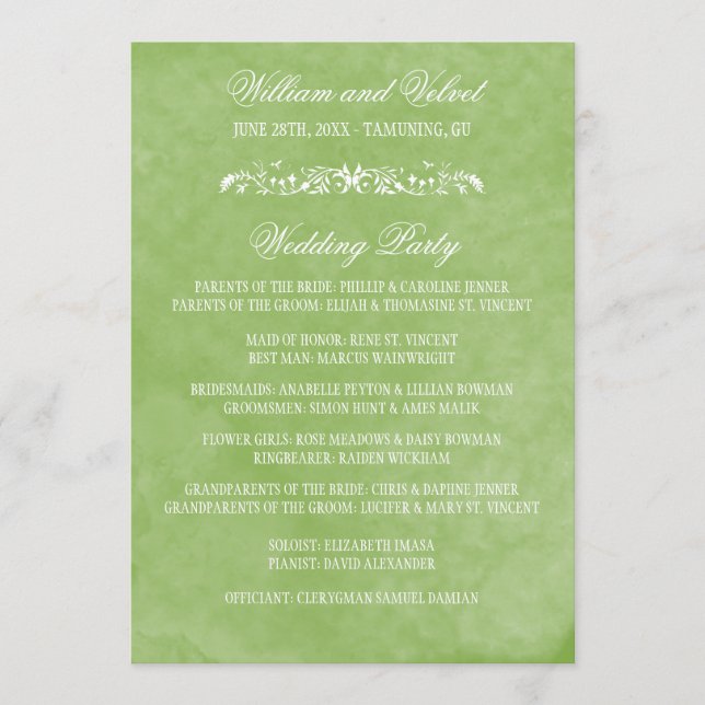 Programas de Casamento por Aquarela (Frente)