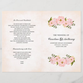 Programas de Casamento por Aquarela de Peões Rosa-