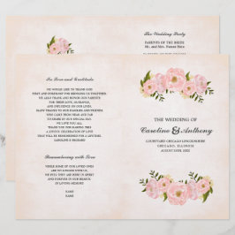 Programas de Casamento por Aquarela de Peões Rosa-