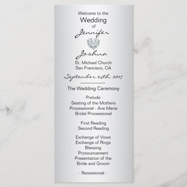 Programas de Casamento Preto de Prata Personalizad (Frente)