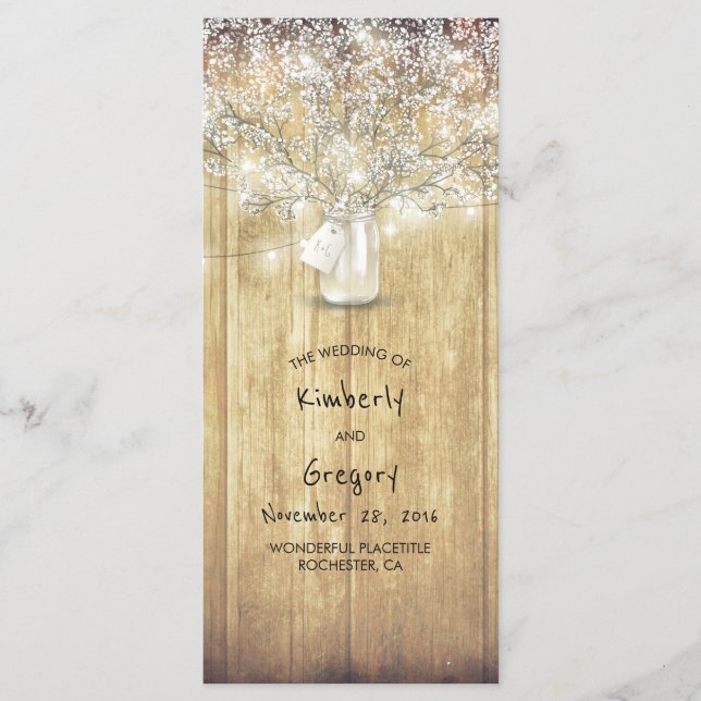 Programas de Casamento Respiratório Rustic Mason J (Frente)