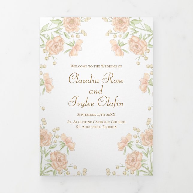 Programas de Casamento Rosa Pêssego (Cobrir)