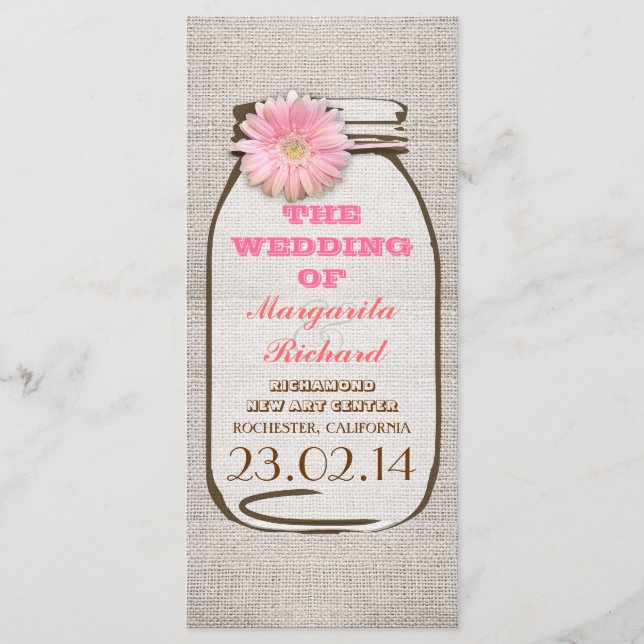 Programas de casamento rosas de mason jar-bravo (Frente)