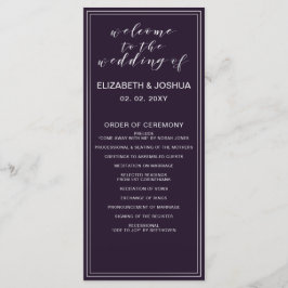 Programas de casamento roxo simples prateado
