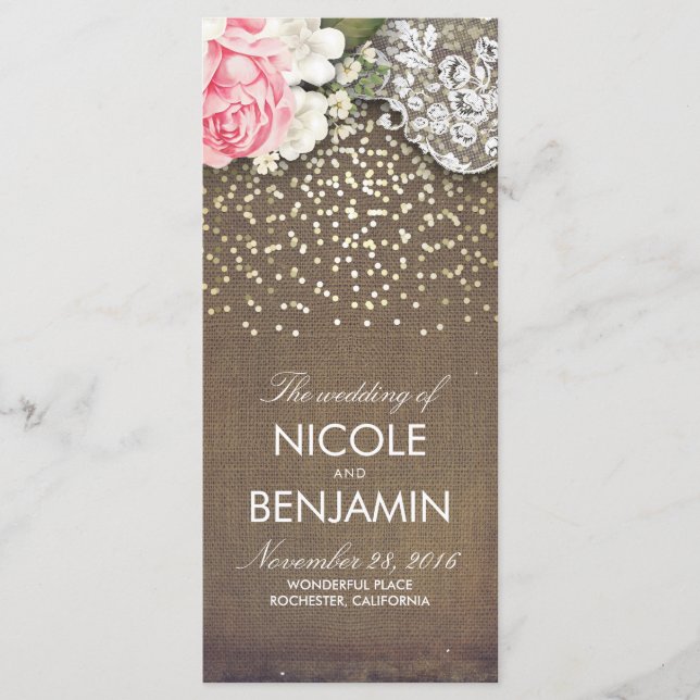 Programas de Casamento Russo Confetti Dourado do B (Frente)