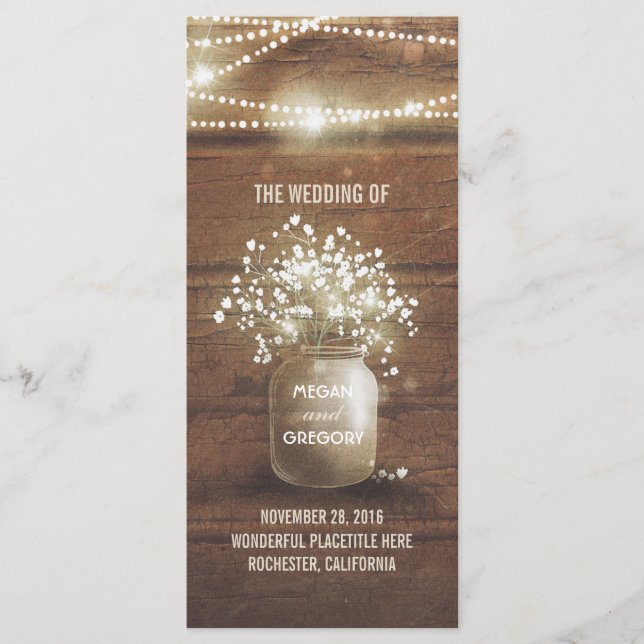 Programas de Casamento Russo Mason Jar Breath do B (Frente)