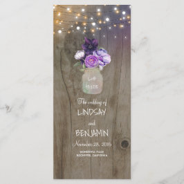 Programas de Casamento Russo Roxo Floral Mason Jar
