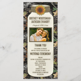 Programas de Casamento Rustic Sunflower Mason Jar