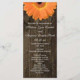 Programas de Casamento Rustic Wood Orange Gerber D