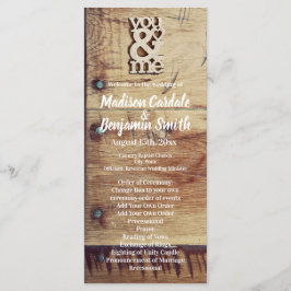 Programas de Casamento Rustic Wood "You & Me"