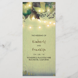 Programas De Casamento Rustic Woodland String Ligh