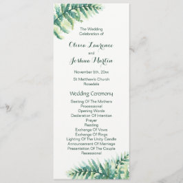 Programas de Casamento Verde Fern Watercolor