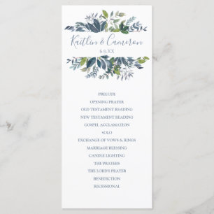 Programas De Casamento - Verde Pintado (Azul Dusty