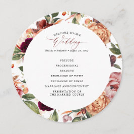 Programas de Casamento Vermelho Burnt Orange e Bur