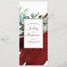 Programas de Casamento Vermelho Greenery Burgundy