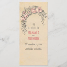 Programas de Casamento vintage de Flores Rosa