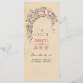 Programas de Casamento vintage de Flores Rosa