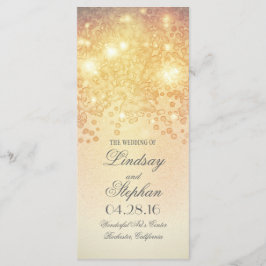 Programas de Casamento vintage de Luzes Douradas