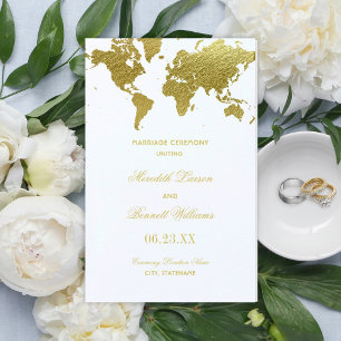 Programas de cerimônia de casamento do Dourado Ele