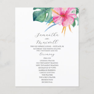 Programas de Cerimônia de Casamento Tropical Flore