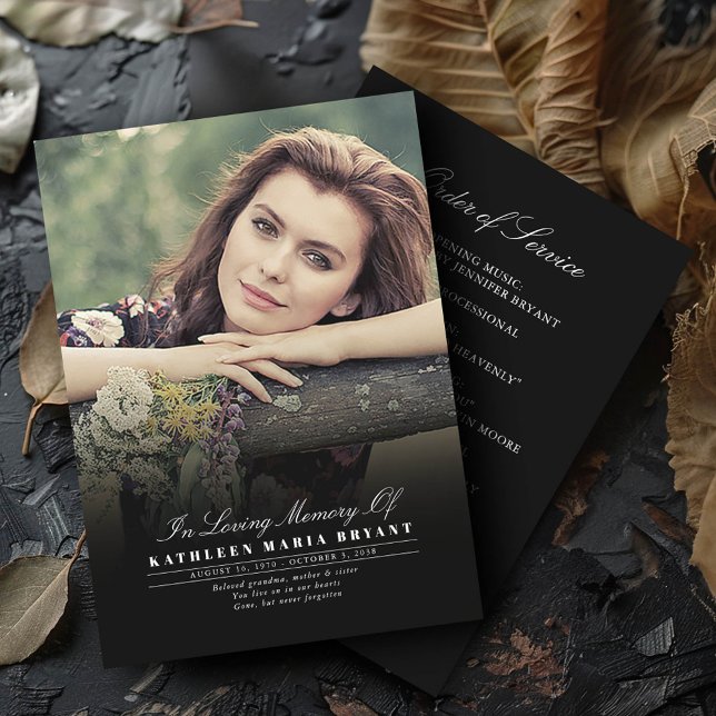 Programas De Cerimônia Funeral Elegante Com Foto (Order of Service Funeral Ceremony Programs With Photo)