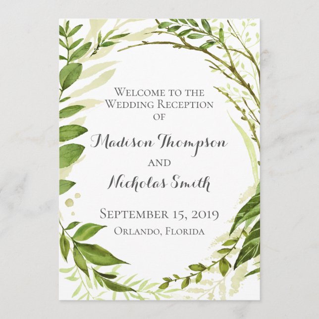 Programas de Recepção de casamento Verde, Verde Ru (Frente)