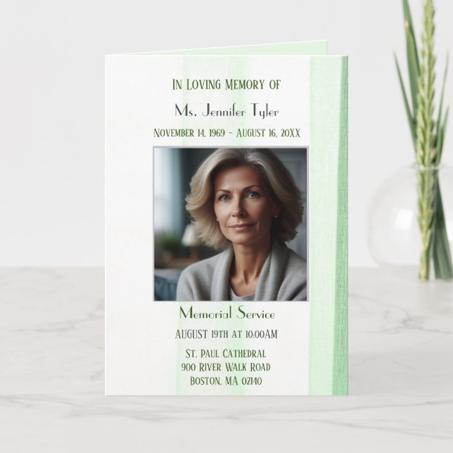 Programas de serviços de luto Obituário Verde (Frente)