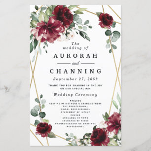 Programas Dourados de Casamento Verde Blush Red Bl