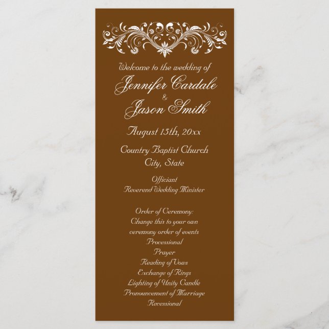 Programas Elegantes de Casamento outono Castanho (Frente)