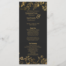 Programas Florais Dourados Elegantes Pretos e Amar