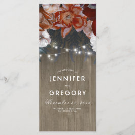 Programas Floral Rustic Plum e Burgundy Wedding