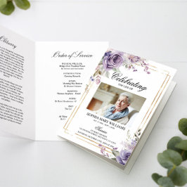 Programas Funerais de Memória Fotográfica em Roxo 