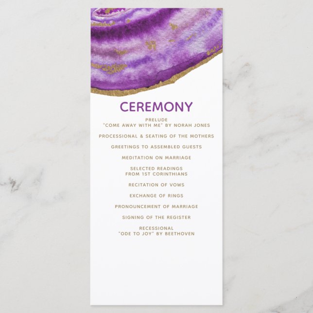 Programas Gilded Purple Agate Wedding (Frente)