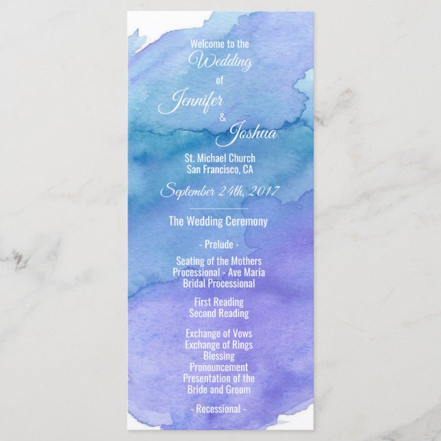 Programas personalizados de Casamento de Azul com  (Frente)