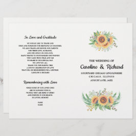 Programas Rustic Country Sunflower Folded Wedding