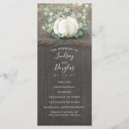 Programas Rustic Country White Pumpkin Wedding
