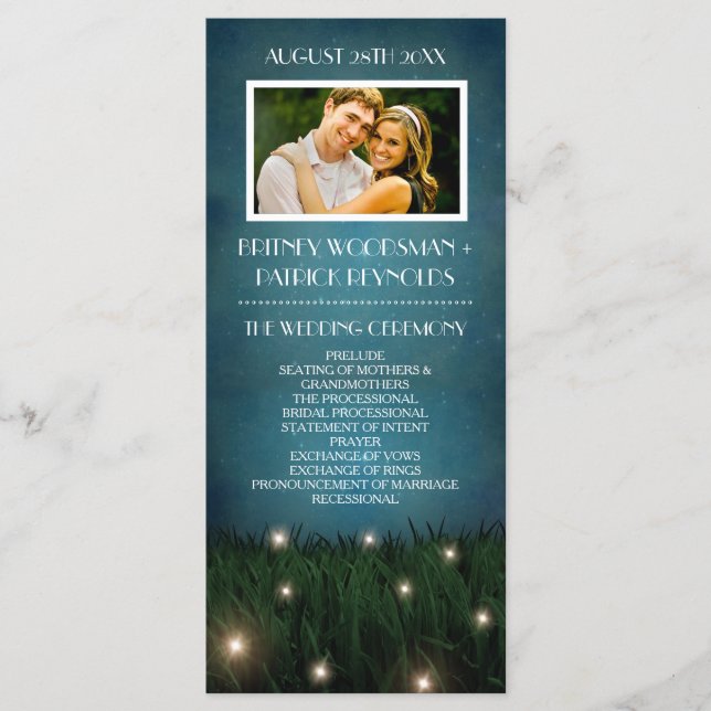 Programas Rustic Outdoor Garden Firefly Wedding (Frente)