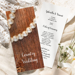 Programas Rustic Pearls Barn Wood Country Wedding
