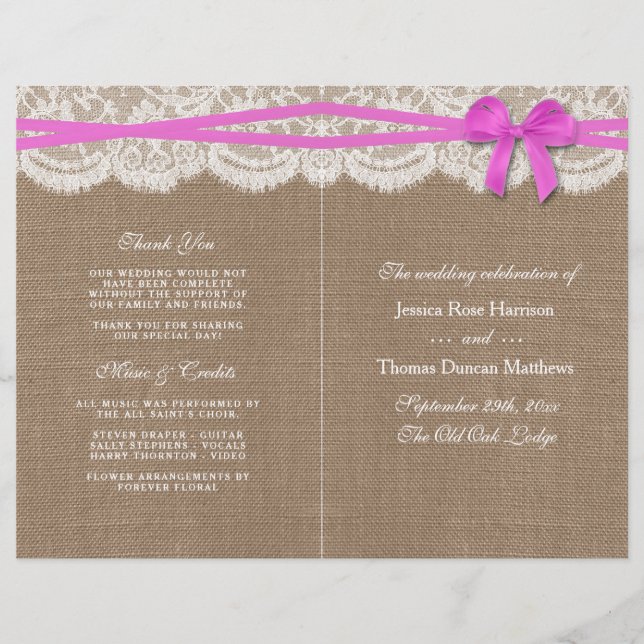 Programas Rustic Pink Arco Wedding Collection (Frente)