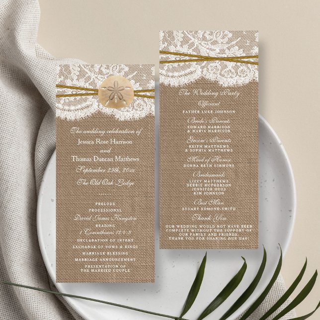 Programas Rustic Sand Dollar Wedding Collection (Criador carregado)