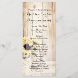 Programas Rustic Sunflower Mason Jar Wedding
