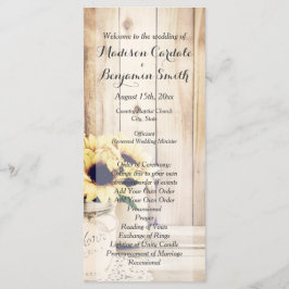 Programas Rustic Sunflower Mason Jar Wedding